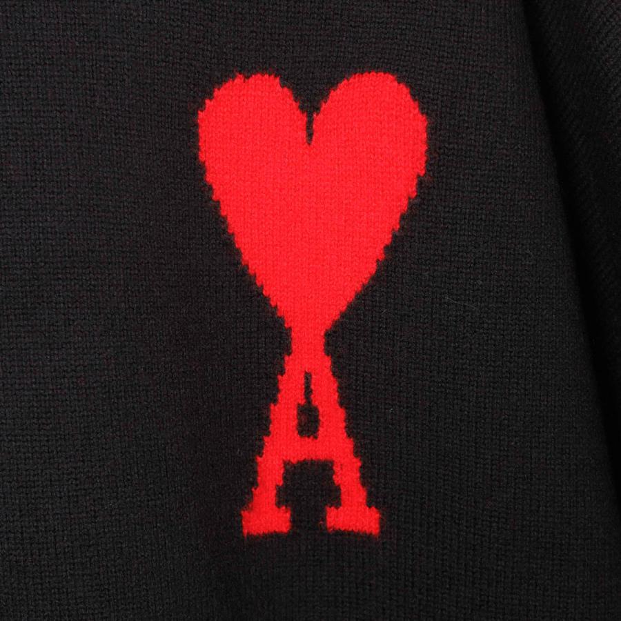 アミパリス AMI paris クルーネックニット ADC CREWNECK SWEATER メンズ レディース uks002-018-009-black-redの画像