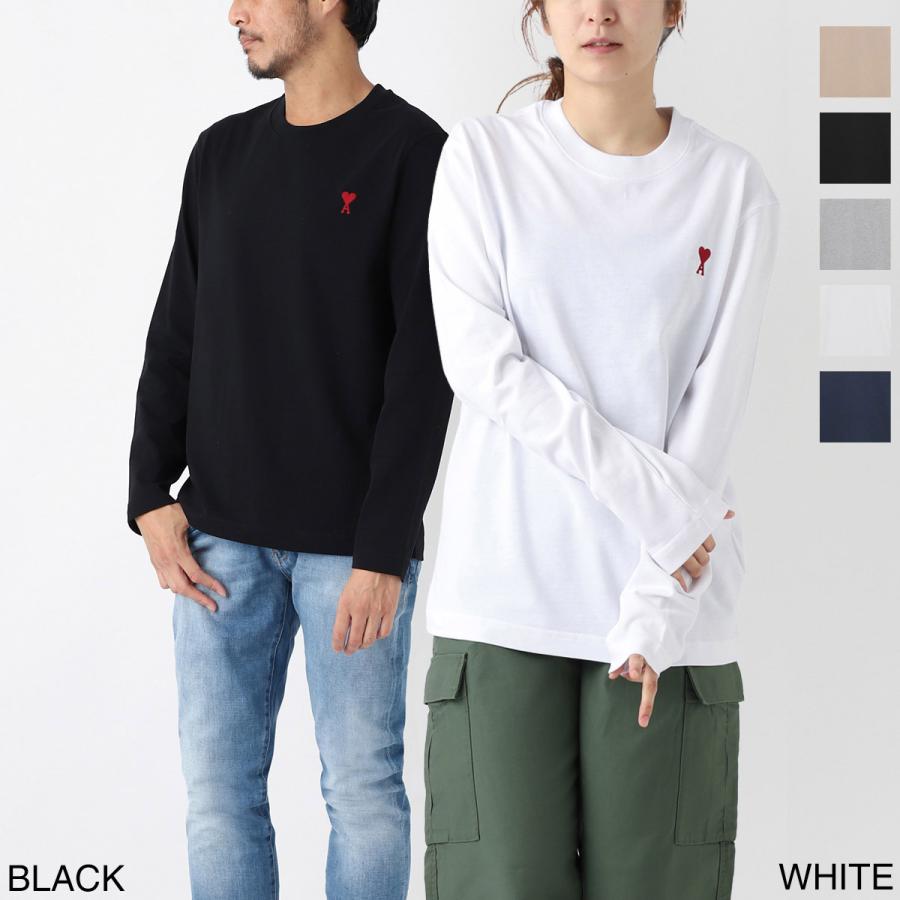 AMI 白黒ストライプ 長袖カットソー AMI PARIS (アミパリス ) ワンポイントバックロゴ ストライプ柄
