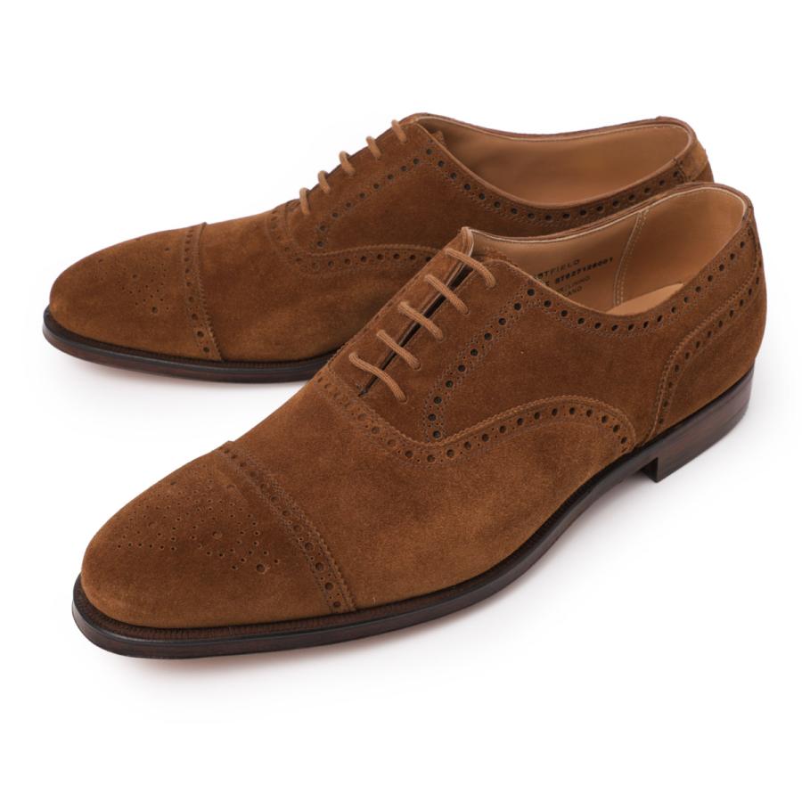 クロケット&ジョーンズ CROCKETT&JONES 内羽根式シューズ WESTFIELD 29839A-J03L1 E ラスト341 セミブローグ 大きいサイズあり ブラウン メンズの画像