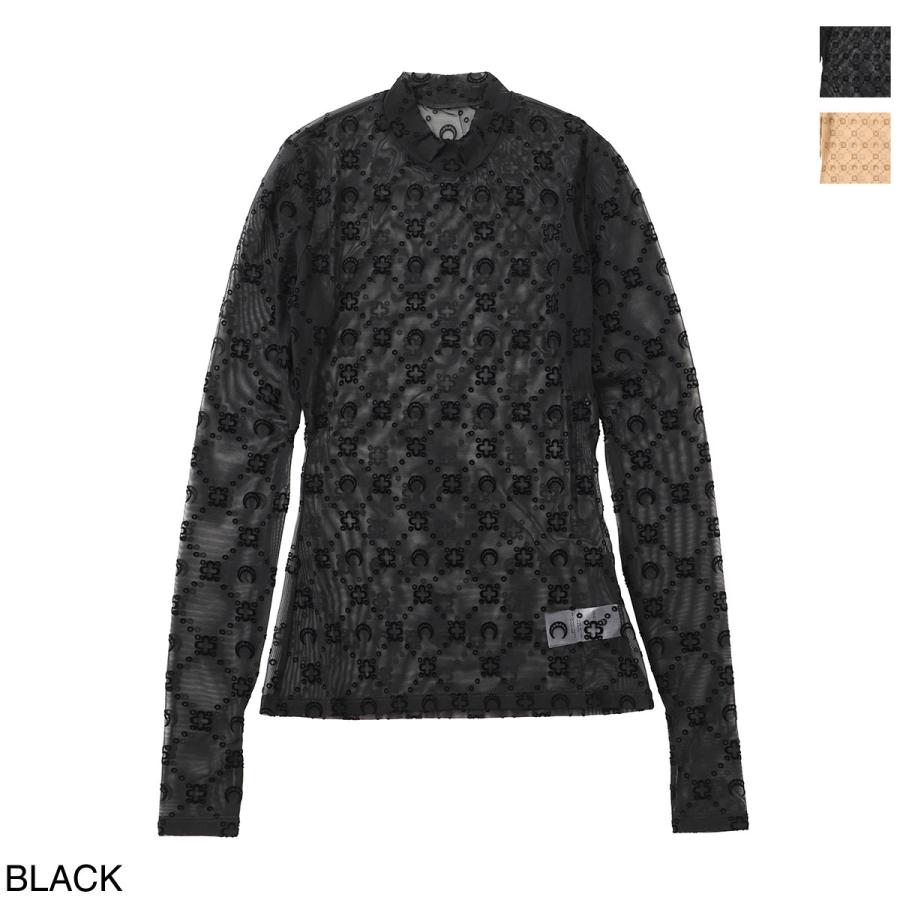 マリーンセル　MARINE SERRE ハイネック　カットソー マリーン セル MARINE SERRE ハイネックカットソー MOONOGRAM MESH