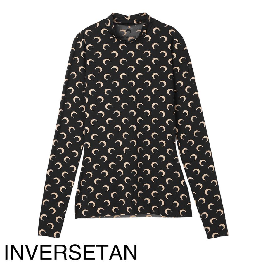 マリーン セル MARINE SERRE ハイネックカットソー MOON PRINTED JERSEY LS HIGHNECK TOP 三日月 モチーフ ジャージー レディース wts005a-cjer0001-it99の画像