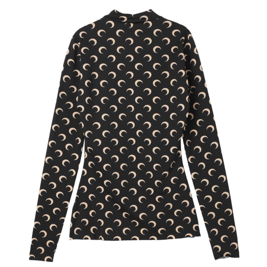 マリーン セル MARINE SERRE ハイネックカットソー MOON PRINTED JERSEY LS HIGHNECK TOP 三日月 モチーフ ジャージー レディース wts005a-cjer0001-it99の画像