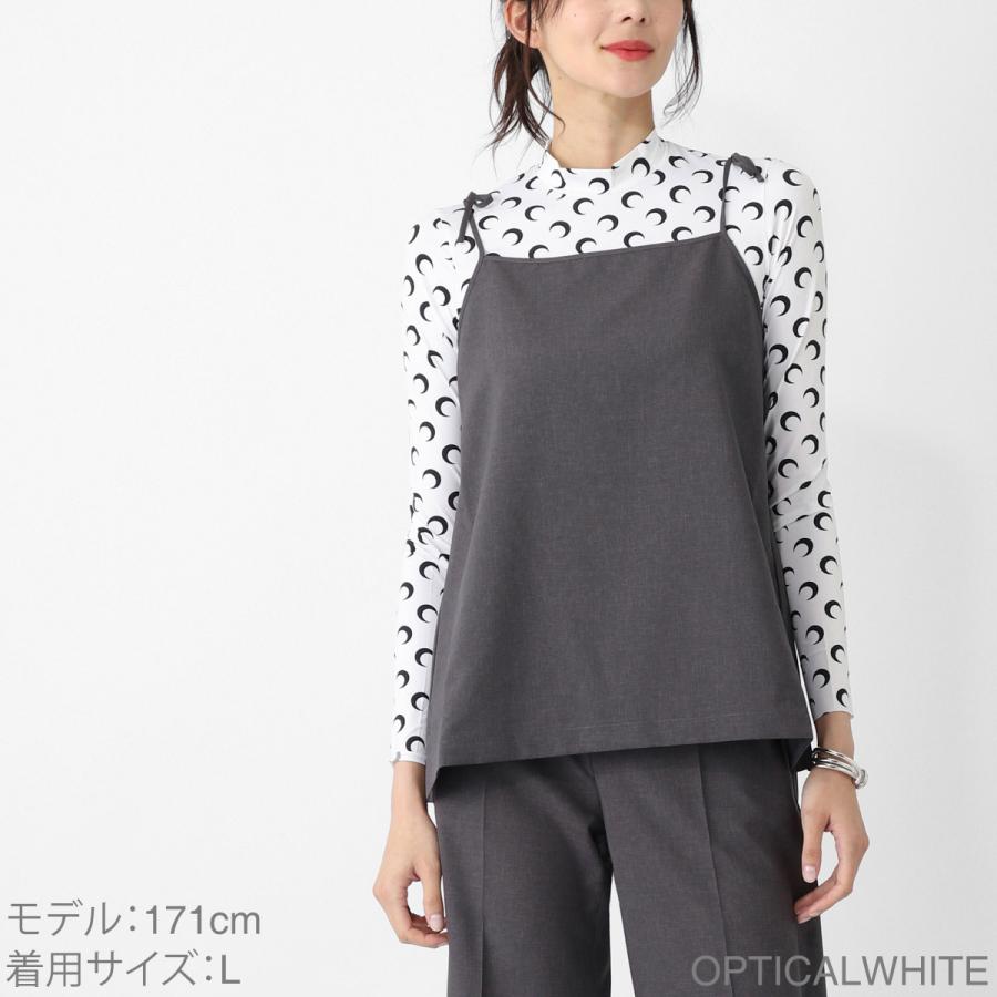マリーン セル MARINE SERRE ハイネックカットソー MOON PRINTED JERSEY LS HIGHNECK TOP 三日月 モチーフ ジャージー レディース wts005a-cjer0001-it99の画像