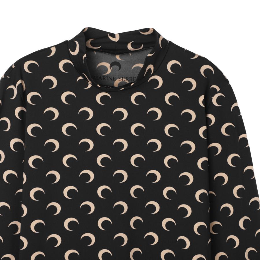 マリーン セル MARINE SERRE ハイネックカットソー MOON PRINTED JERSEY LS HIGHNECK TOP 三日月 モチーフ ジャージー レディース wts005a-cjer0001-it99の画像
