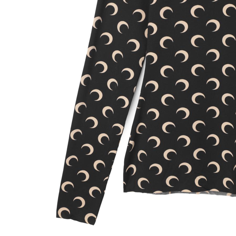 マリーン セル MARINE SERRE ハイネックカットソー MOON PRINTED JERSEY LS HIGHNECK TOP 三日月 モチーフ ジャージー レディース wts005a-cjer0001-it99の画像