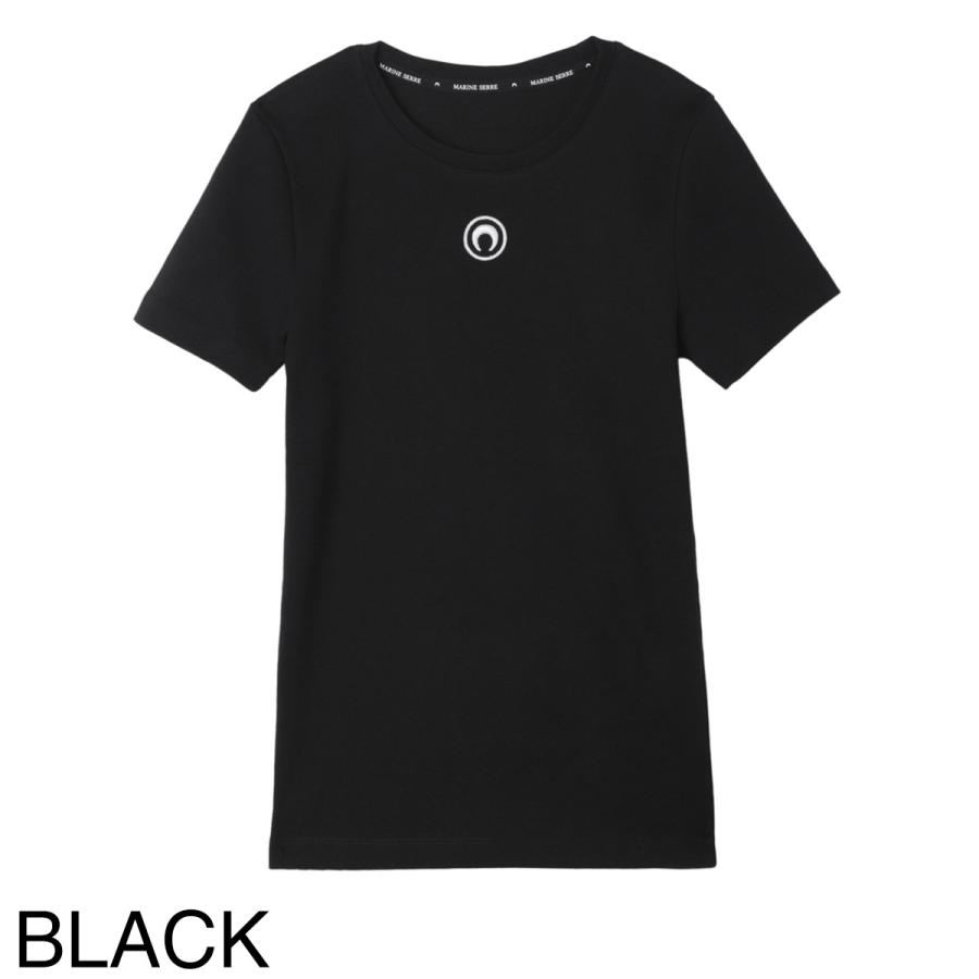 マリーン セル MARINE SERRE クルーネックTシャツ MOON LOGO JERSEY BABY FIT T-SHIRT レディース wtt012a-cjer0008-bk99の画像