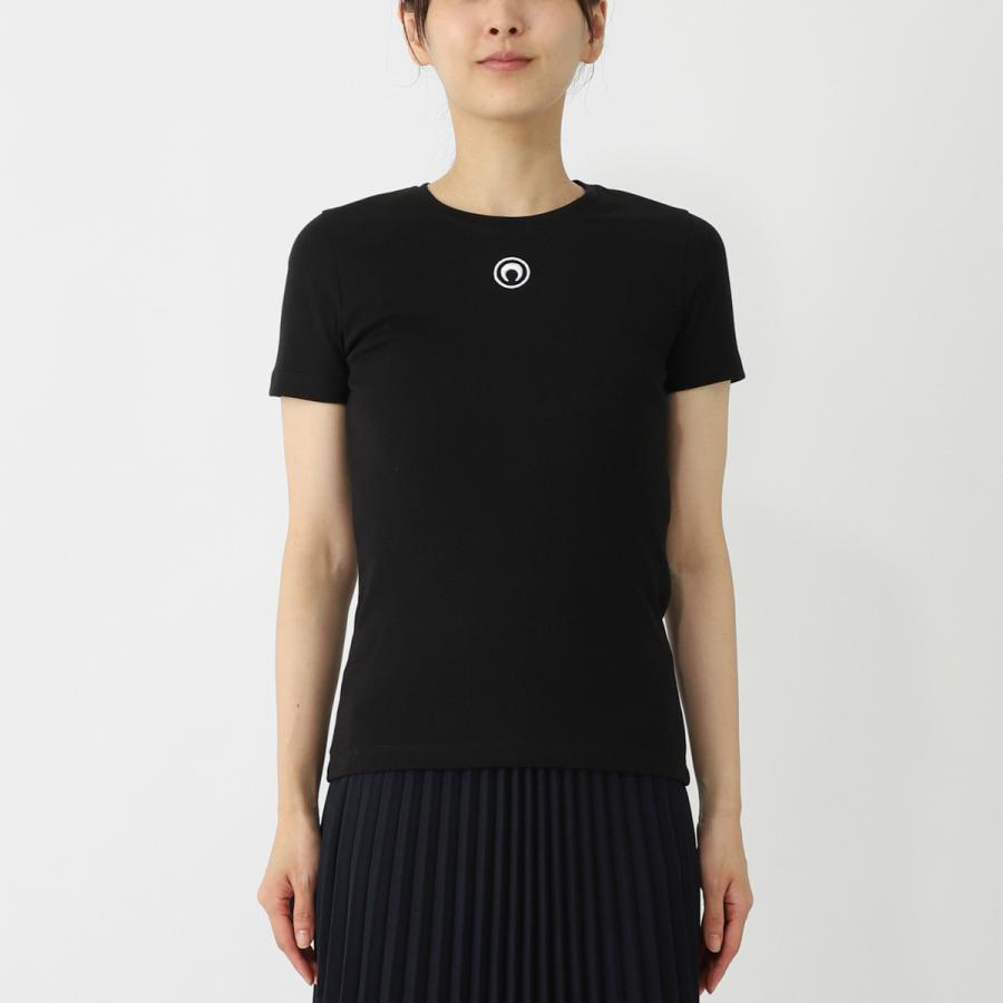 マリーン セル MARINE SERRE クルーネックTシャツ MOON LOGO JERSEY BABY FIT T-SHIRT レディース wtt012a-cjer0008-bk99の画像