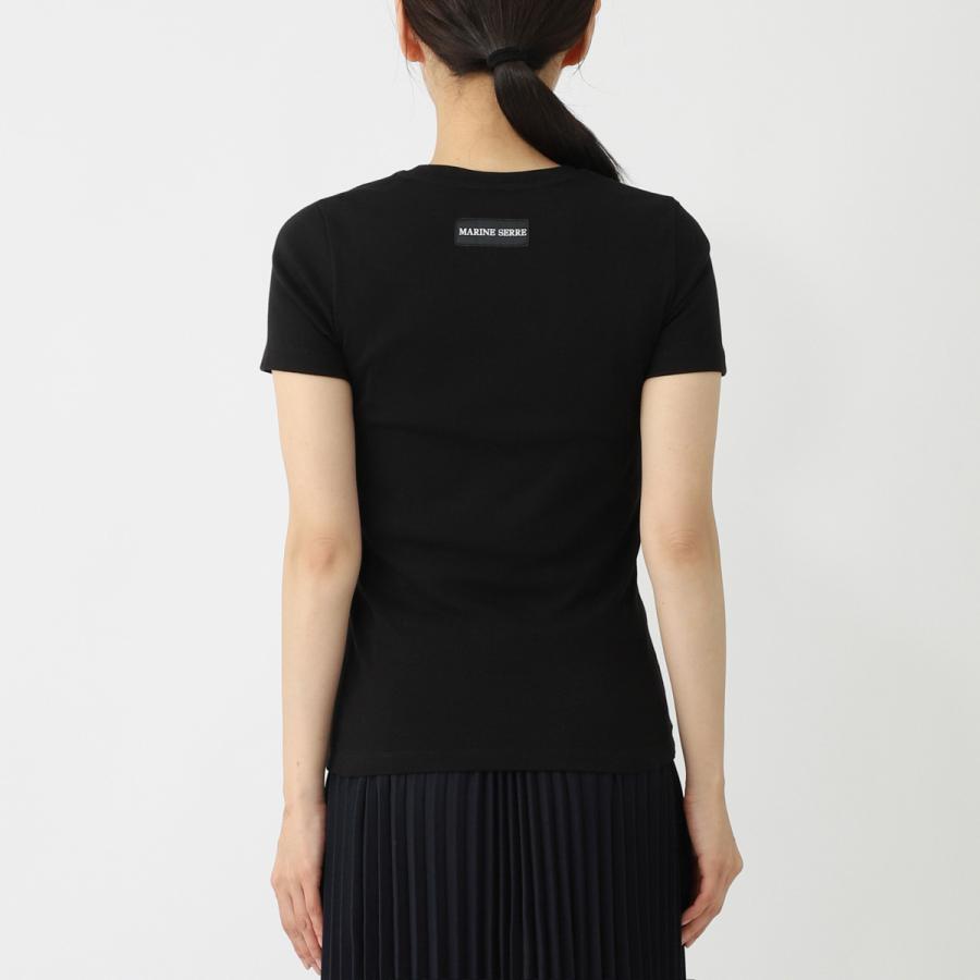 マリーン セル MARINE SERRE クルーネックTシャツ MOON LOGO JERSEY BABY FIT T-SHIRT レディース wtt012a-cjer0008-bk99の画像