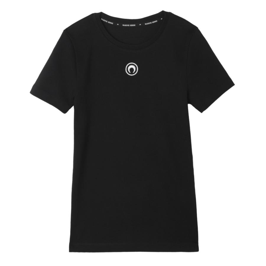 マリーン セル MARINE SERRE クルーネックTシャツ MOON LOGO JERSEY BABY FIT T-SHIRT レディース wtt012a-cjer0008-bk99の画像