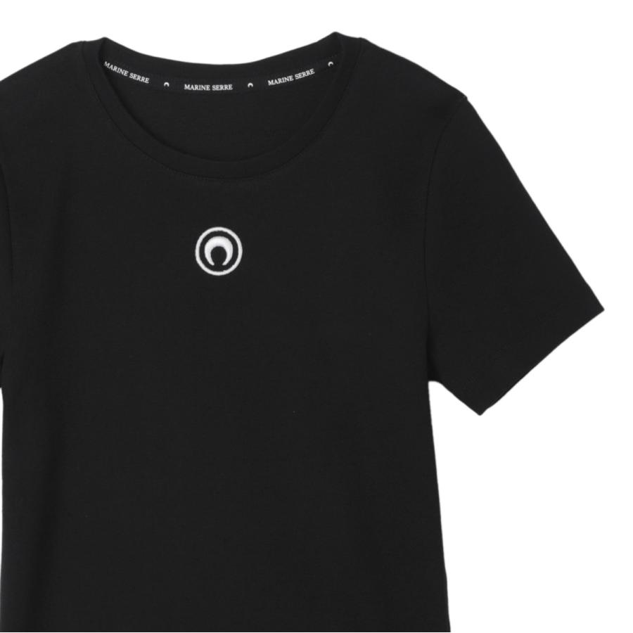 マリーン セル MARINE SERRE クルーネックTシャツ MOON LOGO JERSEY BABY FIT T-SHIRT レディース wtt012a-cjer0008-bk99の画像