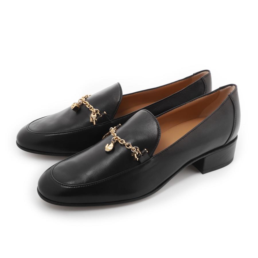 TOD’S トッズ レザーローファー 37 黒 ゴールドチェーン 正規品 TOD'S（トッズ） TODS ローファー CATENINA CHARMS チャーム付き