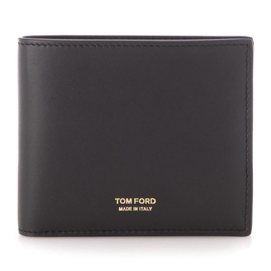 TOM FORD ブラック 二つ折り財布 TOM FORD ブラックレザー 二つ折り財布