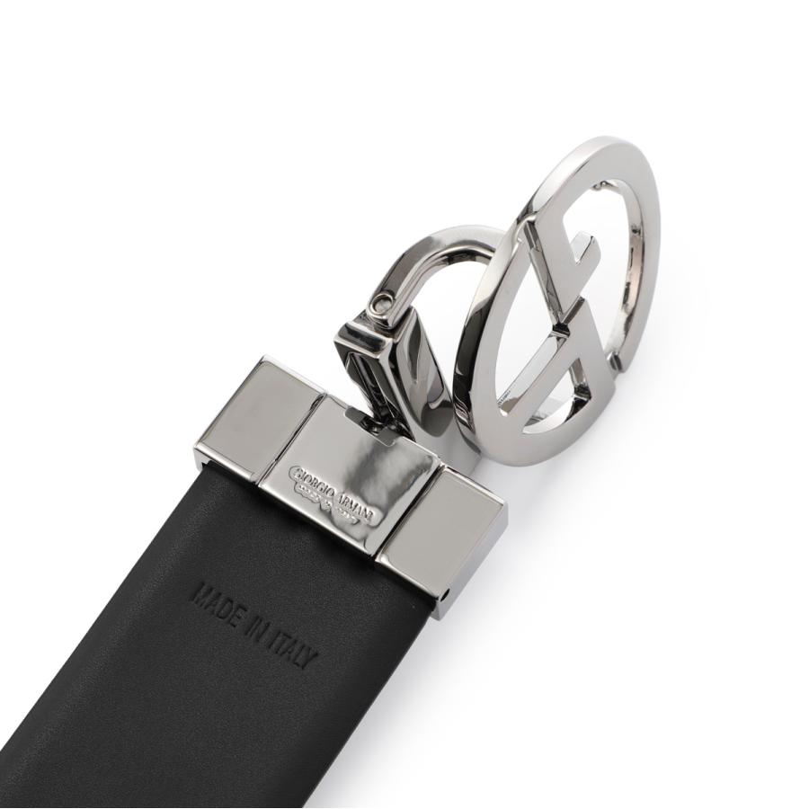 美品★ジョルジオアルマーニ　ベルト　パンチング　ブラック　シルバー GIORGIO ARMANI ジョルジオアルマーニ ベルト ブラック メンズ y2s452