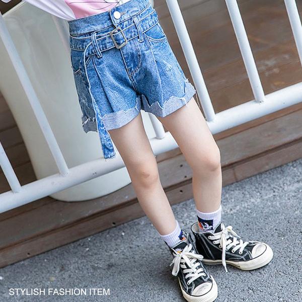 子供服 キッズ ハーフパンツ ベルト付き デニムショートパンツ ロールアップ ホットパンツ 女の子 ジーンズ Gパン 短パン ショーツ ガールズ 女児 ジュニア Dc 446 Mb2 通販 Yahoo ショッピング