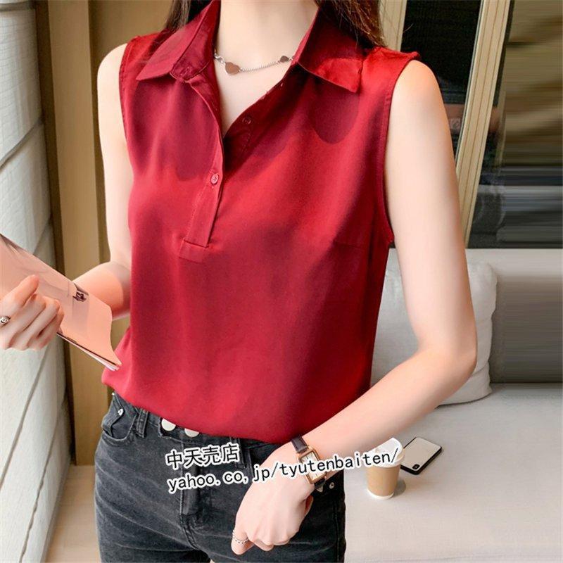 即日出荷-夏ブラウスレディースシフォンシャツトップスノースリーブ