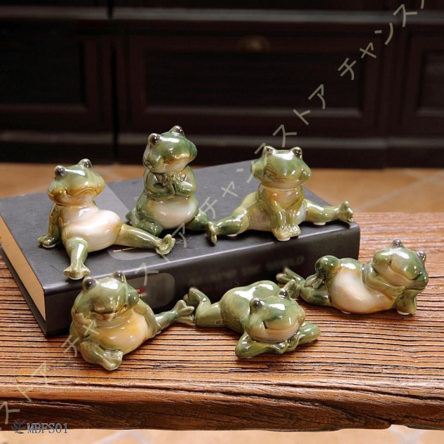 置物 カエル 飾り物 カエルの置物 ガーデンアクセサリー 6匹セット おもしろい カエルのインテリア 雑貨 カントリー風 オブジェ 蛙 置き物 かえる おしゃれ｜mbfs01｜04