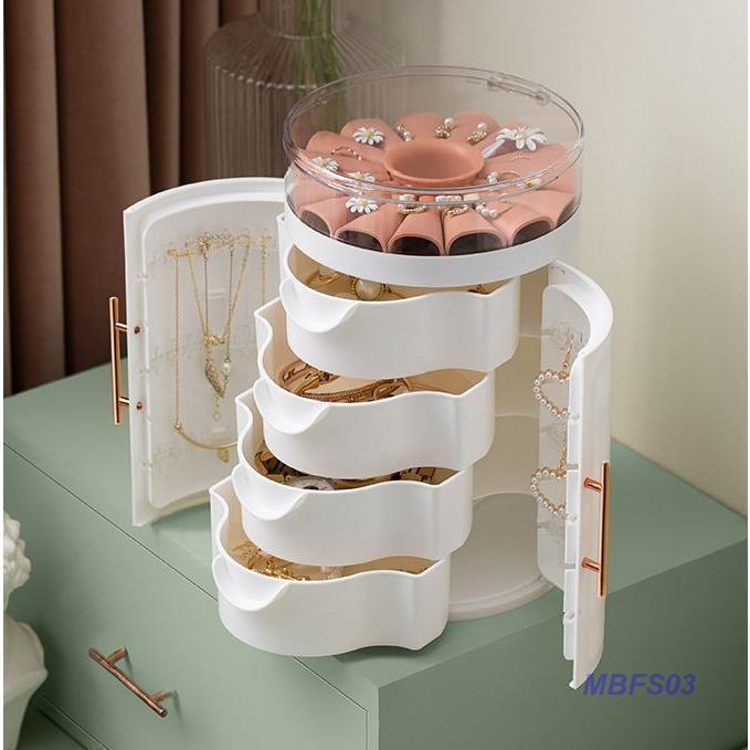 アクセサリーケース ジュエリーボックス アクセサリー小物 タワー型 丸 クローゼット風 レッド ホワイト 5段 大容量 すっきり かわいい おしゃれ｜mbfs03｜09