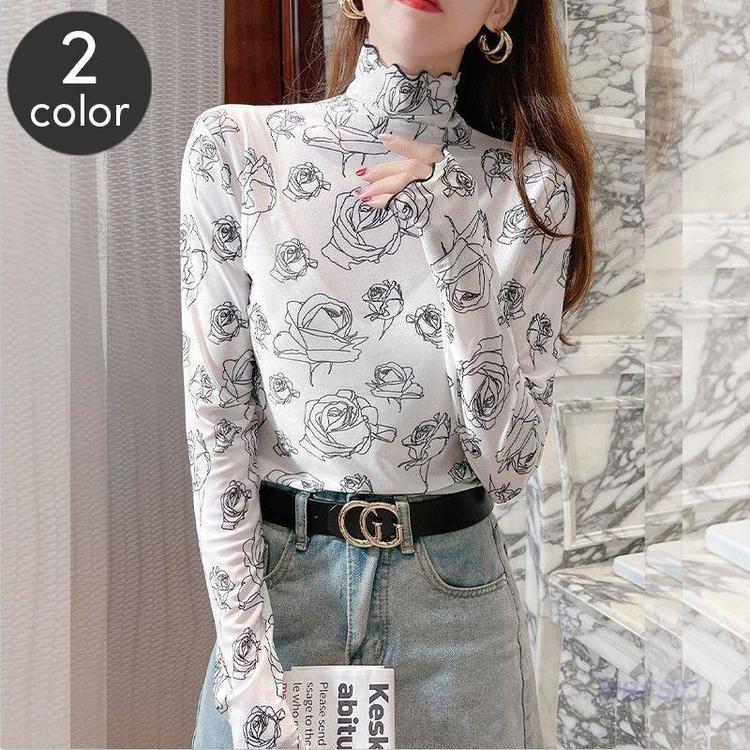 PLEATS PLEASE タートルネック 長袖カットソー バラ 総柄 花柄 【公式