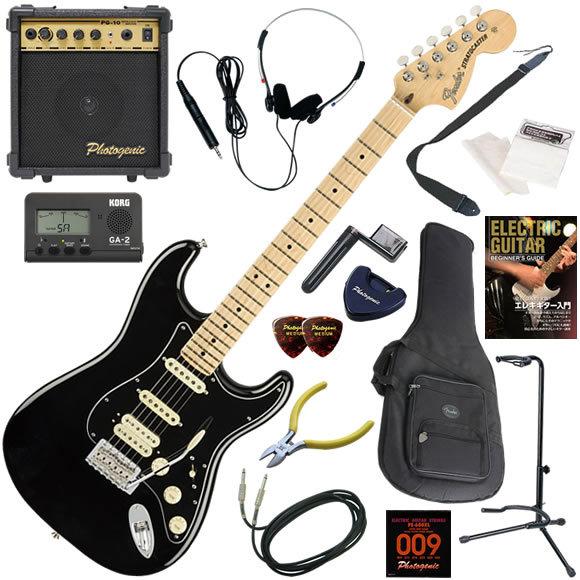 エレキギター 初心者 入門セット Fender フェンダー American Performer Stratocaster HSS/BLK 10wアンプが入ったスタンダード15点セット