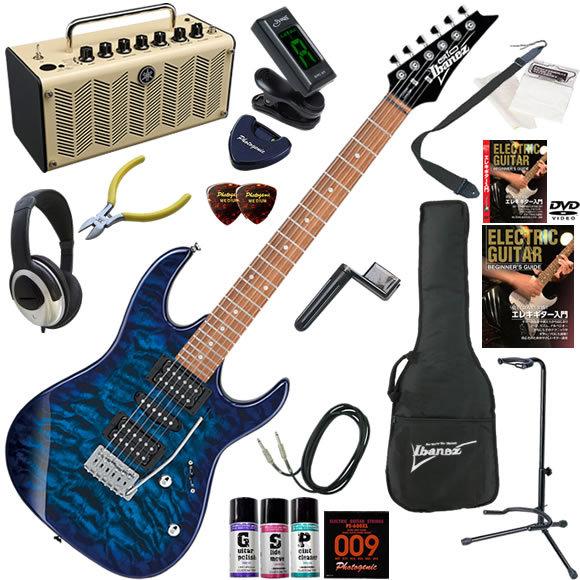 エレキギター 初心者 入門セット Ibanez アイバニーズ GRX70QA/TBB 多  