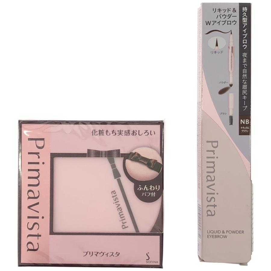 Z000 プリマヴィスタ スタイルロック アイブロウ リキッド0.5mL パウダー0.25g& 化粧もち実感おしろい 12.5g 2個セット ...