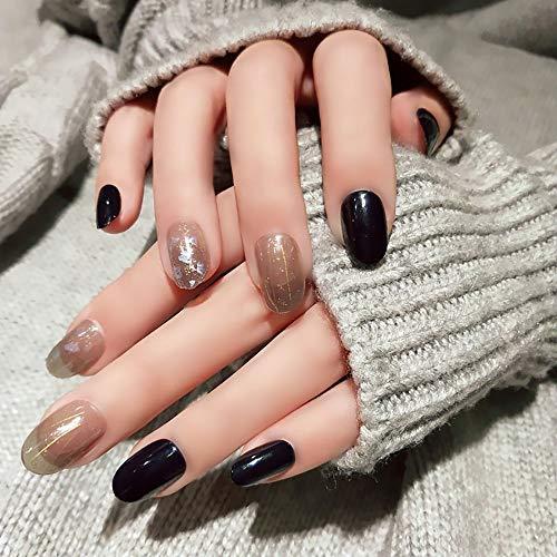 購入 24枚入り シェルネイル ネイビー 優雅 夢幻 露宴 着物 和装 中位の長さ つけ爪 付け爪 Materialworldblog Com