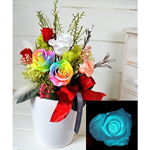 数量限定 ギフト ほんのり香る 100 プリザーブドフラワーアロマピュアroyal 暗闇で光る レインボーローズ 高知インター店 Esiba Tg