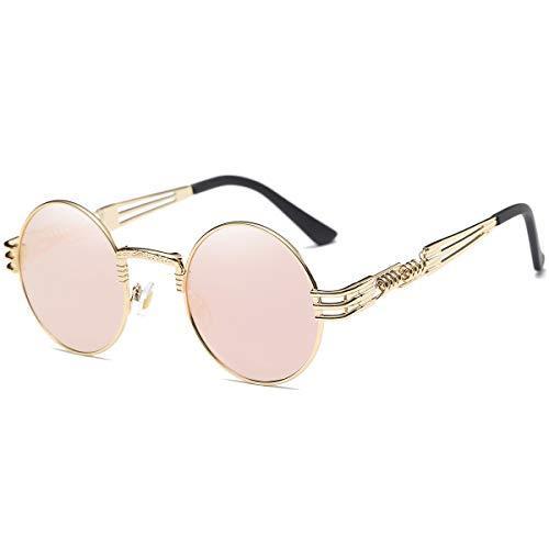 サングラス メンズ レディース Uvカット 小さめ カラーレンズ おしゃれ 丸サングラス 丸メガネ ピンク 専用ケース