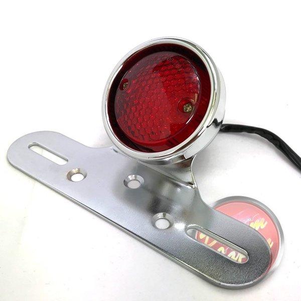 バイク LEDテールランプ 丸目 テール / 汎用/ ナンバーステー