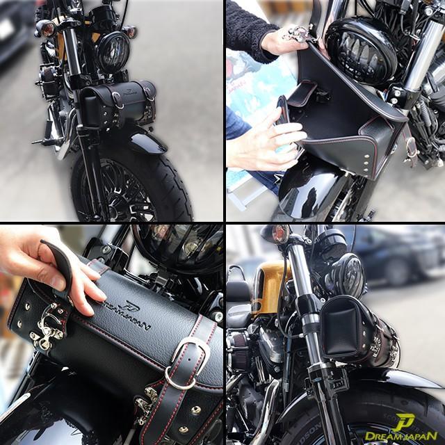 バイク ツールバッグ ワンタッチ型 黒 ブラック 内ポケット付き 簡単