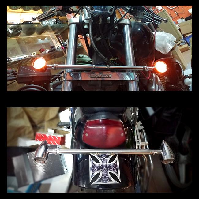 ZRX400 ウィンカー移設キット バイク ウインカーステー ウインカー移設キット 汎用 バー 全長275mm