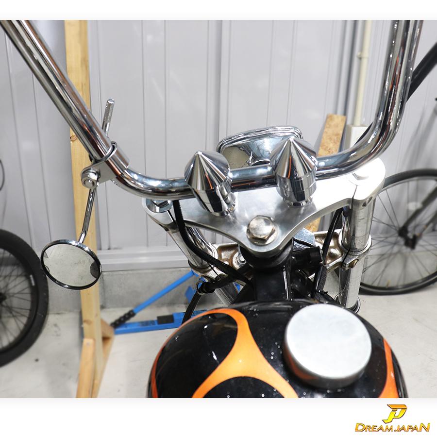 バイク ミニ ラウンドミラー ロングタイプ 【左右セット】丸型 旧車