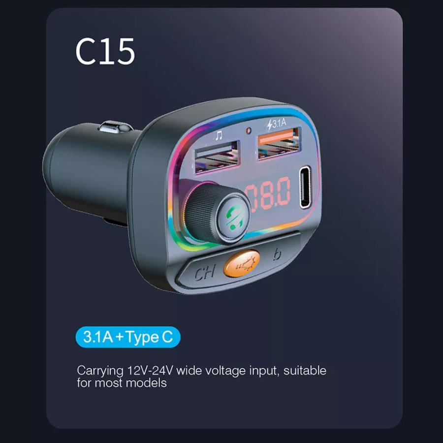 休日 Fmトランスミッターbluetooth 5 0アダプタカラフル 車mp3プレーヤーハンズフリー通話デュアルusbポートqcと3 0 Pdタイプc急速 Pontegiorgi It