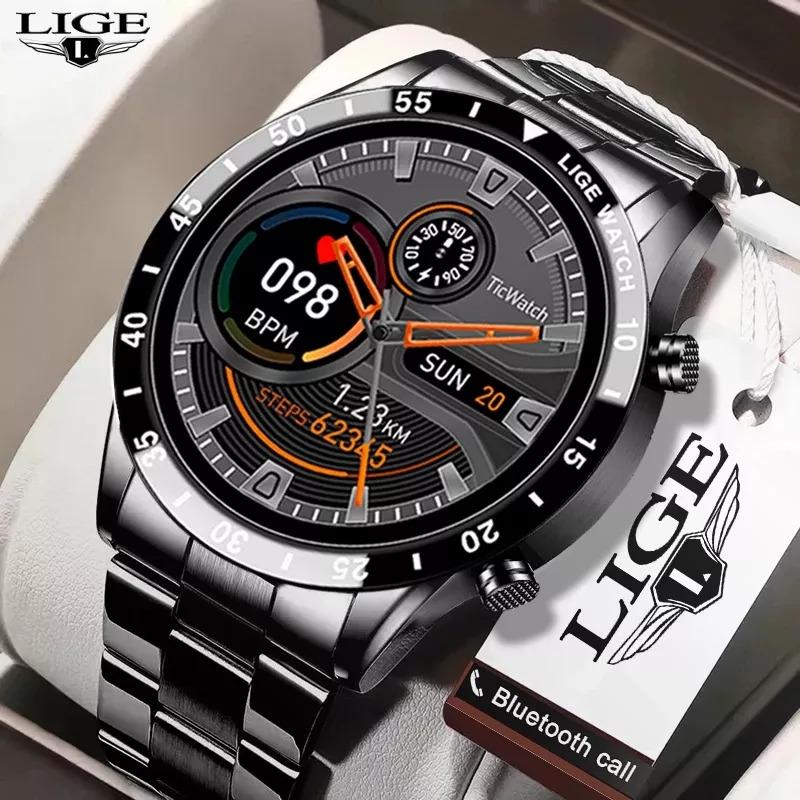 新登場 Lige 2021ファッションフルサークルタッチスクリーンスマート腕時計メンズ防水スポーツ 割引 男性 bluetooth通話スマートウォッチ