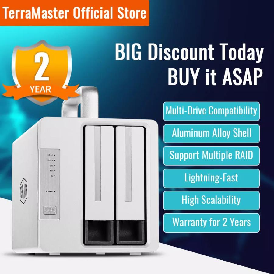 Terramaster Td2サンダーボルト3プラス7イン1サンダーボルト3ドックraidストレージ外部ハードドライブ エンクロージャ ディスクレス 0001 1370 001 Mc Store