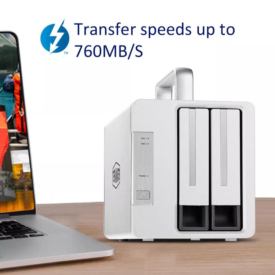 Terramaster Td2サンダーボルト3プラス7イン1サンダーボルト3ドックraidストレージ外部ハードドライブ エンクロージャ ディスクレス 0001 1370 001 Mc Store