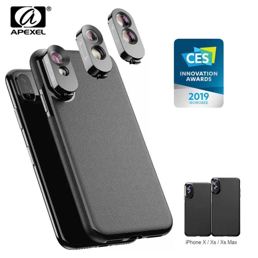 Apexel 3 1 デュアルマクロレンズケースセット広角望遠魚眼レンズと Pu レザー電話ケースキット Iphone X Xs Xs 最 0001 02 001 Mc Store 通販 Yahoo ショッピング