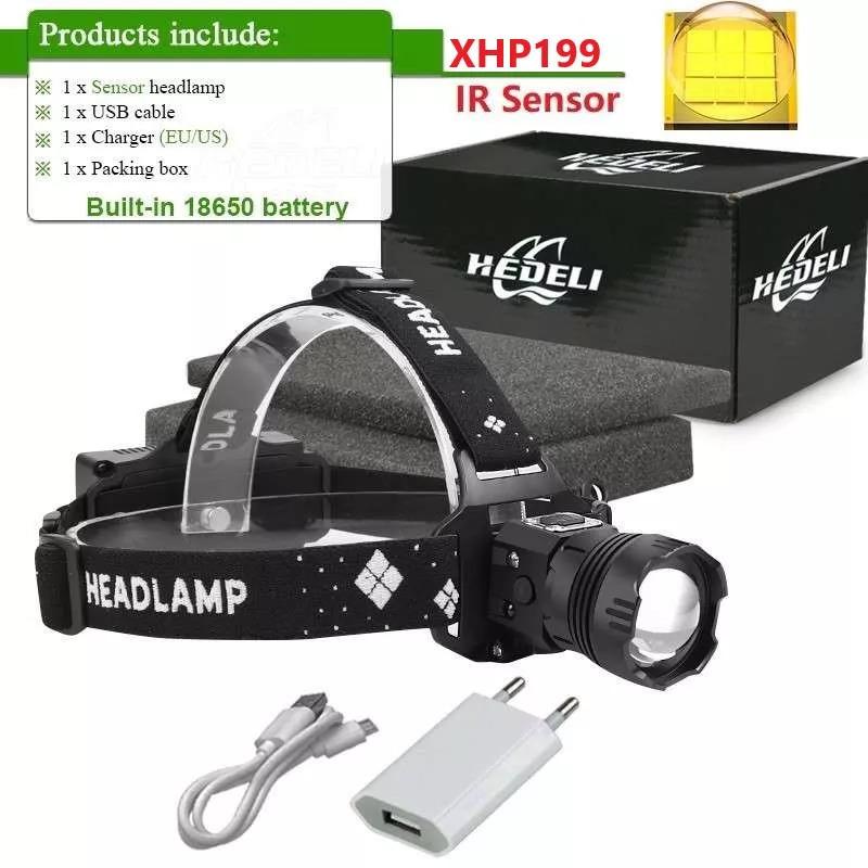 1000000LM強力 LEDヘッドランプXHP199充電式ヘッド懐中電灯XHP90 usb釣りヘッドライト18650 irセンサヘッドランプライト|mc1-store|07