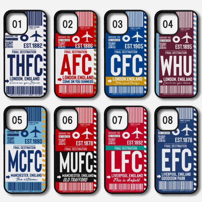 iPhone - プレミアリーグ AIR TICKET サッカー チーム Liverpool Chelsea Tottenham Manchester City United Everton iPhone ケース Brighton 三笘 |  | 01