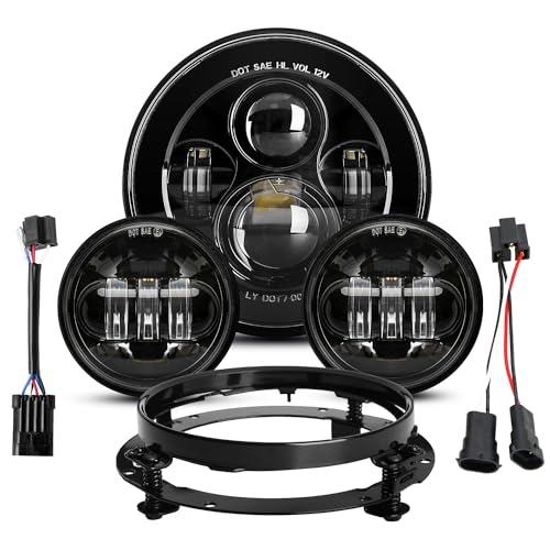 LX LIGHT ブラック 7インチ LED ヘッドライト+4.5インチ 通過