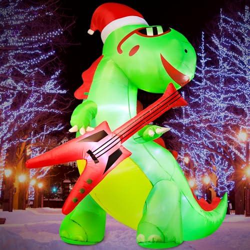 高さ8フィート 長さ8フィート 巨大クリスマス 空気注入式 アウトドアデコレーション ロック恐竜 ギターを弾く LEDライト ホリ 並行輸入品 |  | 04