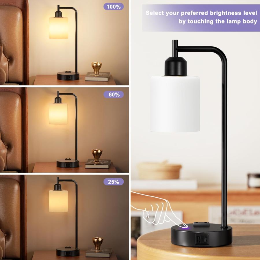 Touch Bedside Lamps for Bedrooms Set of 2   3 Way Dim 【リラックス】 並行輸入品