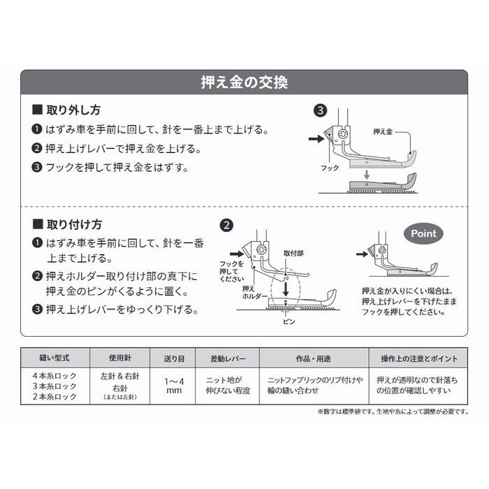 ベビーロック baby lock 衣縫人 糸取物語用アタッチメント ロックミシン用透明標準押え パーツ No.F0-36025｜mcff｜05