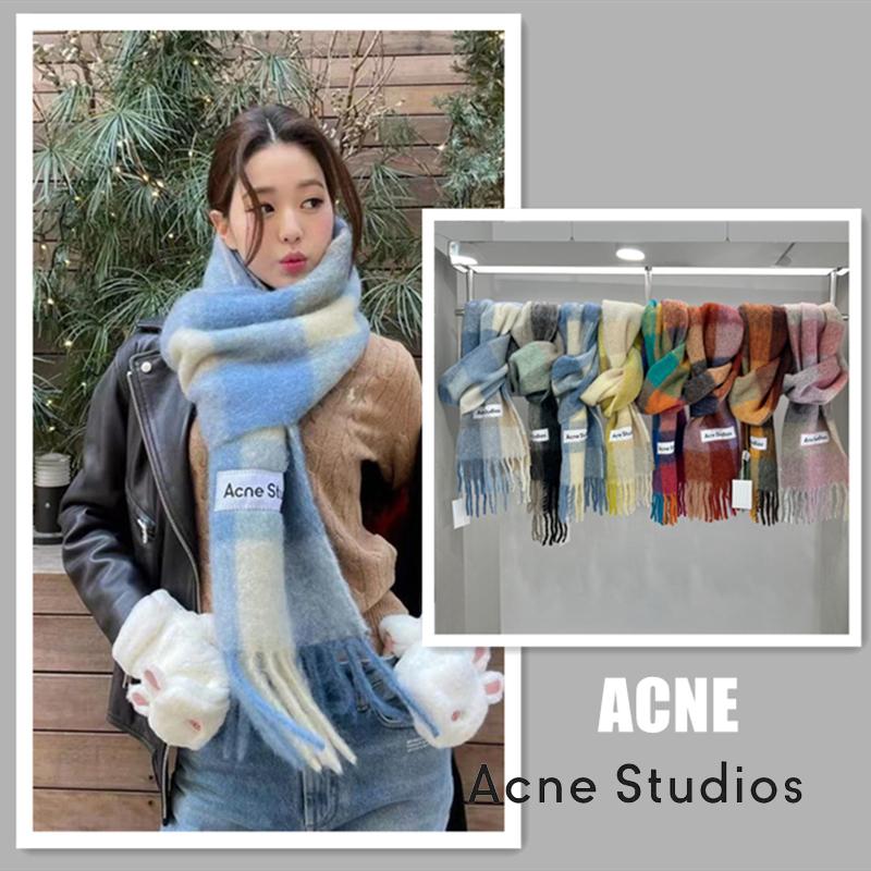 パターン acnestudios アクネストゥディオズ モヘアチェックスカーフ