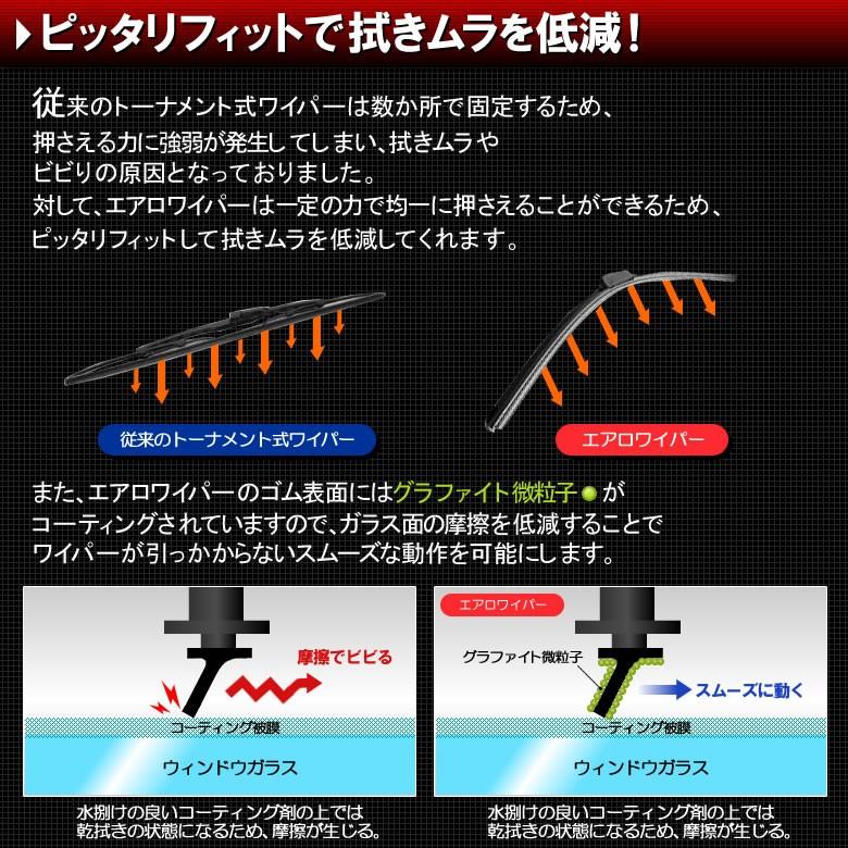 6本セット エアロワイパー グラファイト加工 Ｕ字フック対応型　選べる長さ 300mm〜650mm｜mclauto｜03