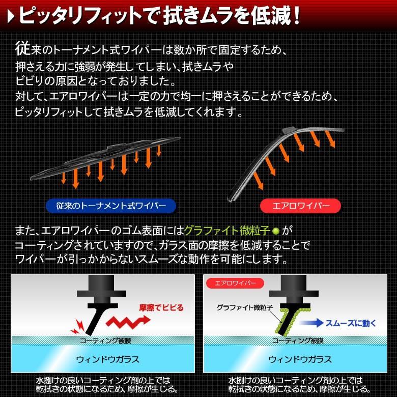 ヴィッツ KSP90 NCP91 NCP95 SCP90 エアロワイパー ワイパーブレード一体型 グラファイト加工 運転席側600mm  助手席側350mm｜mclauto｜04