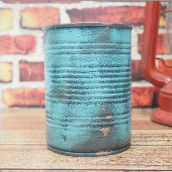 リメイク缶 リメ缶【ブルー】多肉植物 アンティーク缶 鉢植え 寄せ植え