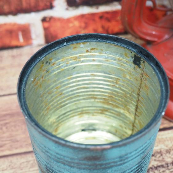 リメイク缶 リメ缶【ブルー】多肉植物 アンティーク缶 鉢植え 寄せ植え