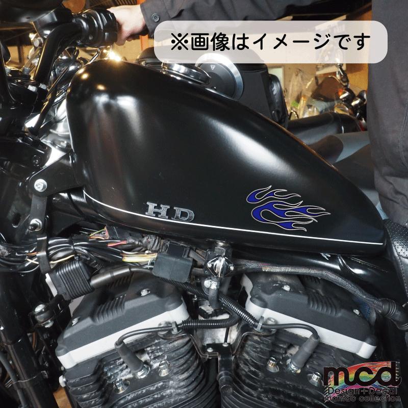 シルバー）ファイヤーパターン ブルー ステッカー 2枚1セット