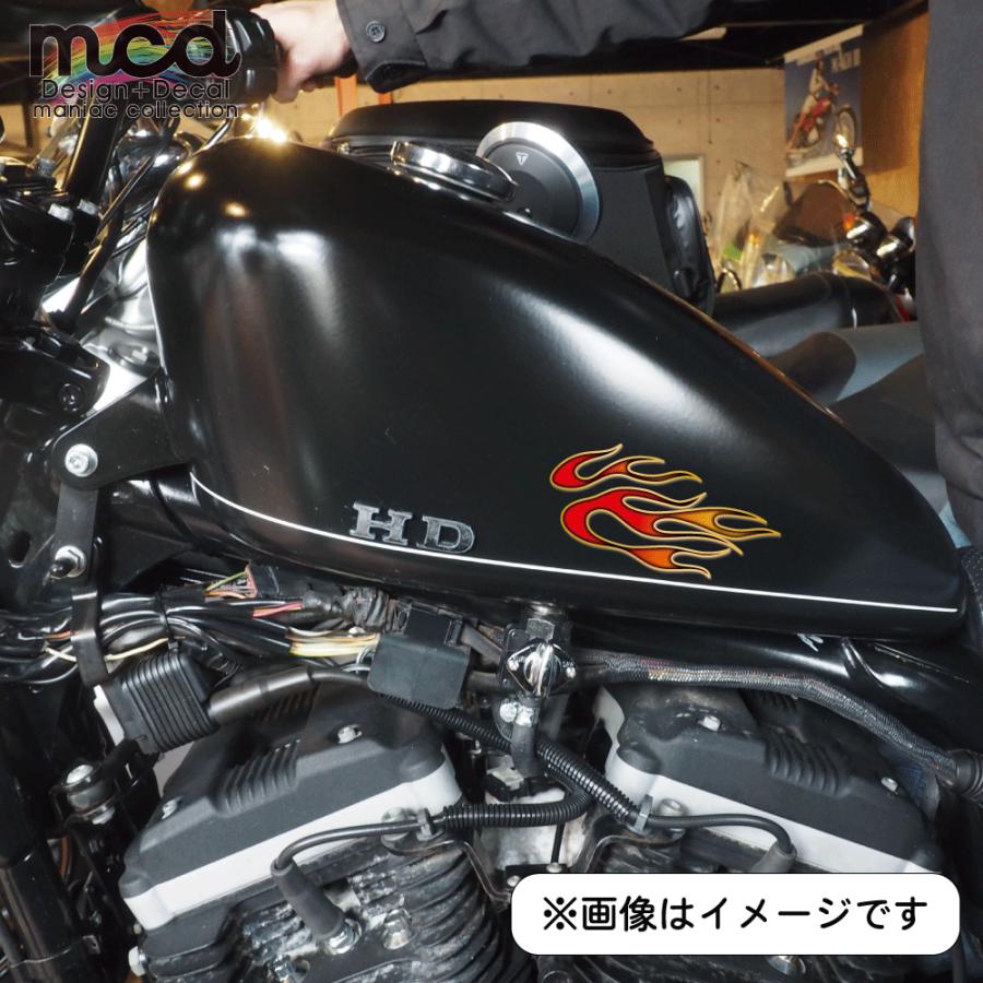 ゴールド）ファイヤーパターン ステッカー レッド ファイヤー 2枚